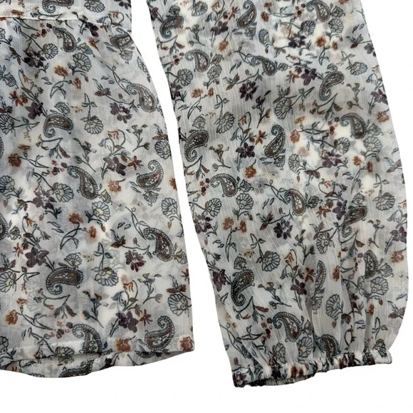 Hollister Boho Peasant Blouse Top Sheer Floral Long Sleeve Top Size Large Lace‎ - Picture 6 of 8